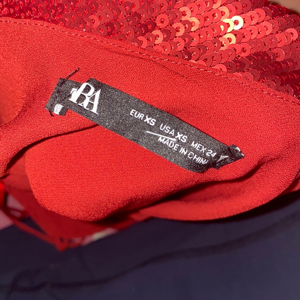 Zara sequin red spaghetti dress sz- xs - Picture 5 of 5